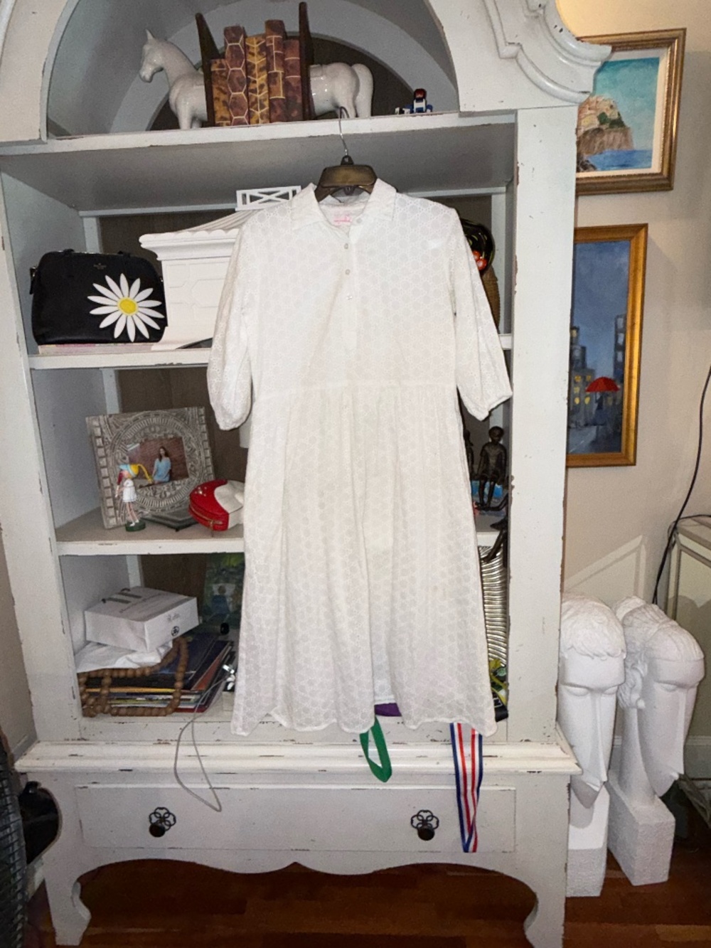 Mary Marshmallow Xs white eyelet shirtdress